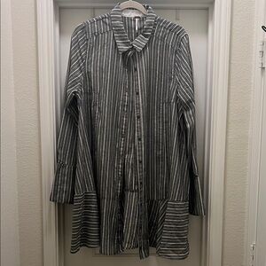 Free People Black and White Striped Shirt